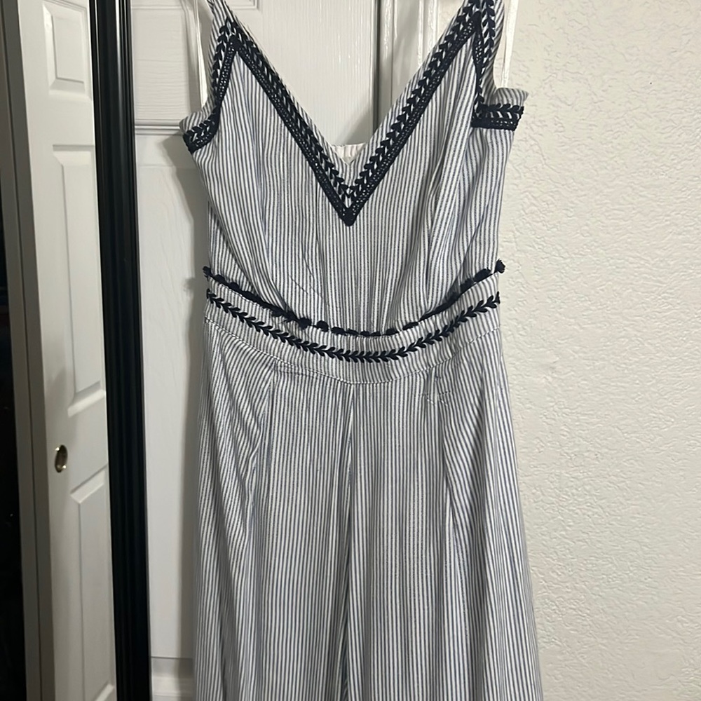 Small pant romper blue and white